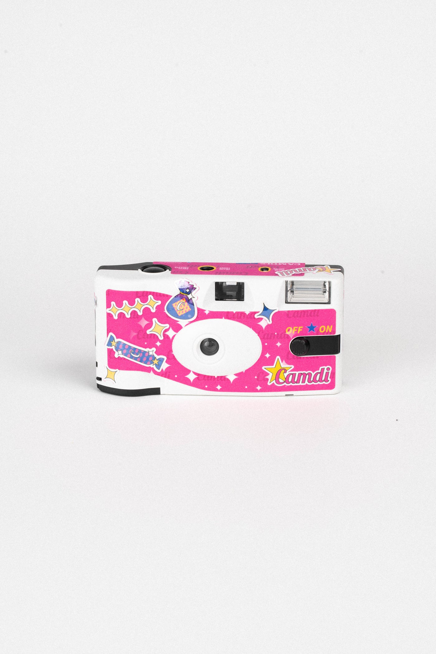 CAMDI It's Pink disposable film camera, product shot on plain background